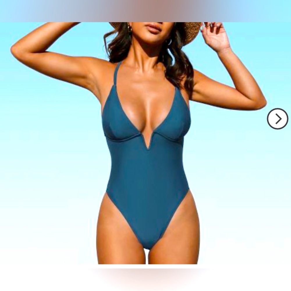 Women's Deep V Neck Crisscross One Piece Swimsuit -Cupshe
